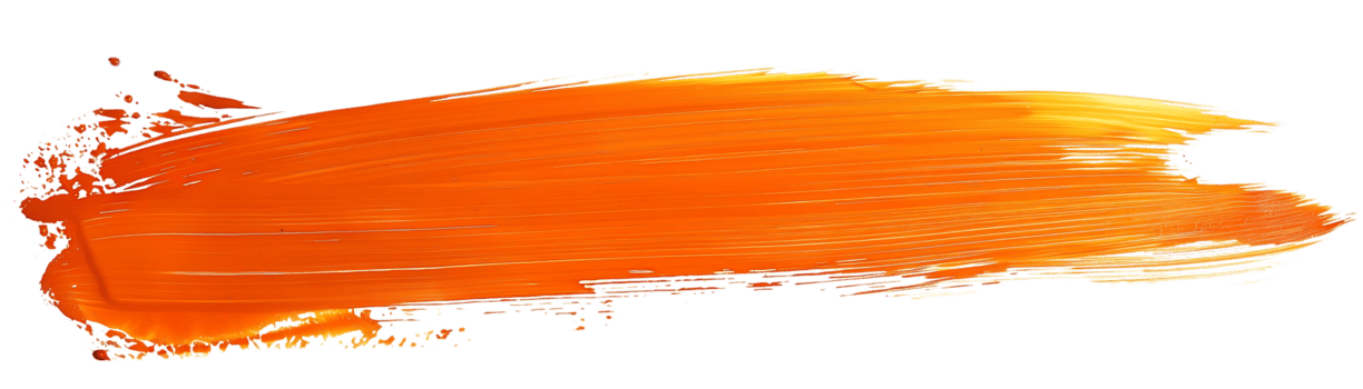 Recurso decorativo tipo pincel naranja que aporta énfasis visual
