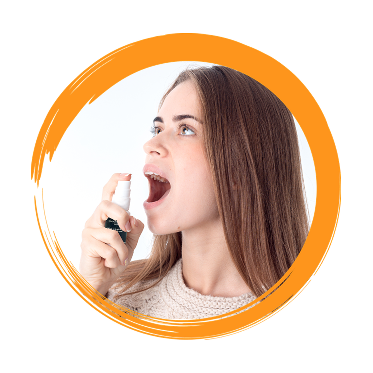 Composición circular de acuarela naranja que refuerza la identidad visual de VihoLabs